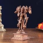 Pure Copper Panchmukhi Hanuman Idol | 4.2" x 3" x 2" (10.7 x 7.6 x 5.1 cm) | 450g Five-Faced Sacred Art | Divine Protection Murti